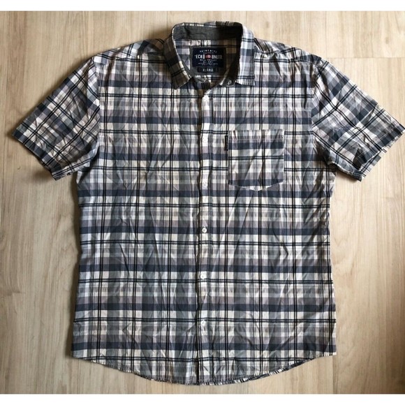 Ecko Unltd. Authentic Classic Button Up Shirt Short Sleeve Gray/Black XL XLARGE - Picture 1 of 12